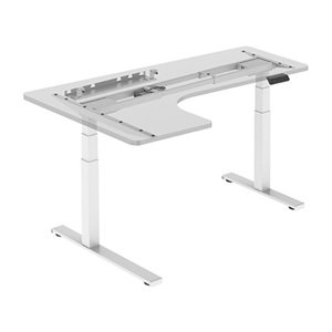 Rohovvý elektricky výškově nastavitelný rám stolu UPCORNER — organizér kabelů, nosnost 125 kg, více barev bílá