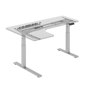 Rohovvý elektricky výškově nastavitelný rám stolu UPCORNER — organizér kabelů, nosnost 125 kg, více barev šedá