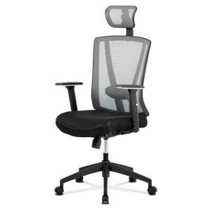 Kancelářská ergonomická židle NUOVO – šedá, s podhlavníkem i bederní opěrou