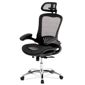 Kancelářská ergonomická židle MET — černá, s podhlavníkem a područkami