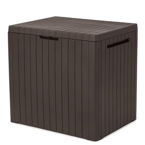 Zahradní úložný box CITY — 113L, plast, hnědá