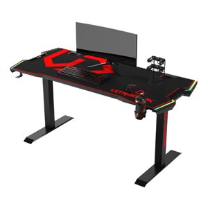 Herní stůl ULTRADESK FORCE – červená, 166x70 cm, RBG podsvícení
