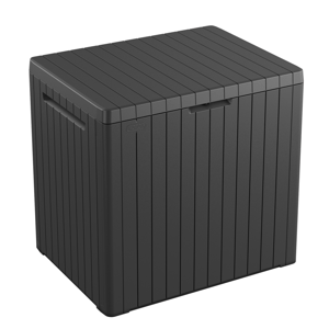 Zahradní úložný box CITY — 113L, plast, grafit, nosnost 120 kg