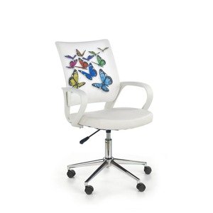 Dětská židle na kolečkách IBIS BUTTERFLY — bílá, vzor motýli