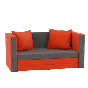 Rozkládací pohovka KATARINA NEW – látka, šedá / oranžová
