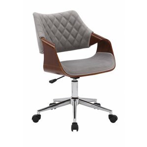 Designová kancelářská židle COLT - samet, ořech, šedá