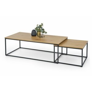 Set konferenčních stolků ALASKA  — dekor dub, kov