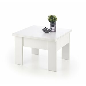 Rozkládací konferenční stolek SERAFIN –⁠ 80x80x53 (+80), dřevo, bílá
