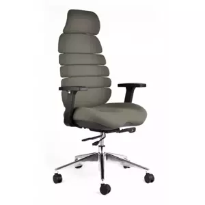 Kancelářská ergonomická židle SPINE s podhlavníkem — látka, nosnost 130 kg, více barev Tmavě šedá