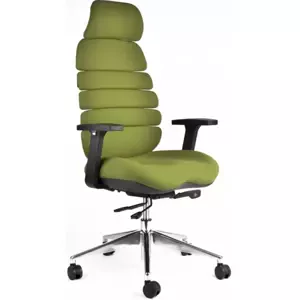 Kancelářská ergonomická židle SPINE s podhlavníkem — látka, nosnost 130 kg, více barev Zelená