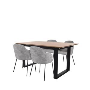 Snap - Set: Stůl Grand + 4 jídelní židle Aura Black Boucle