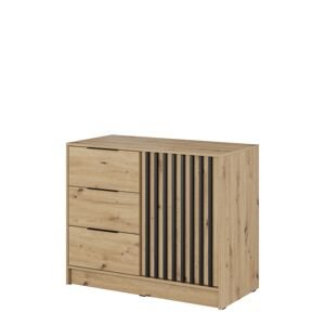 Komoda Nelly 2D s černými lištami, dub artisan