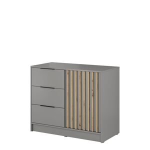 Nelly 2D komoda s lištami, dub artisan, šedá