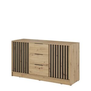 Komoda Nelly 3D, černé lamely, dub artisan