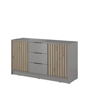 Komoda se zásuvkami Nelly 3D, lamely dub artisan, šedá
