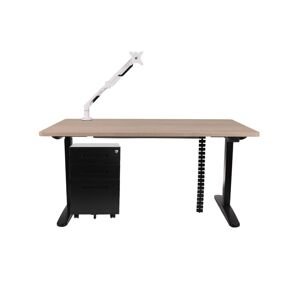 Sestava: stůl Alto 102 Black + držák na monitor + kryt na kabely + kontejner