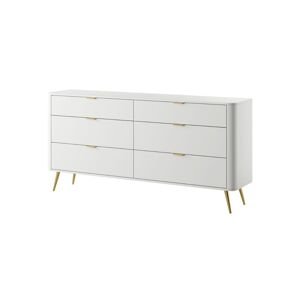 Komoda Oval se šesti zásuvkami, bílá (6sz), 173 cm