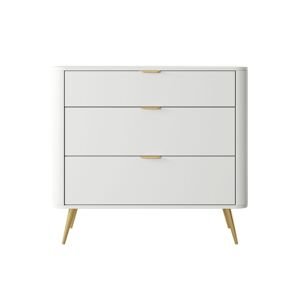 Bílá komoda se zásuvkami Oval (3SZ), 93 cm