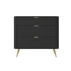 Černá komoda se zásuvkami Oval (3SZ), 93 cm