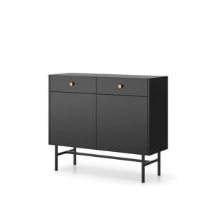 Černá komoda Diva se 2 zásuvkami a 2 skříňkami (2D2SZ)