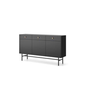 Černá komoda Diva se 3 zásuvkami a 3 skříňkami (3D3SZ), 155 cm