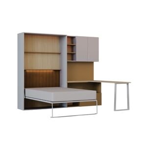 Flexi Bed Lumi sestava – výklopná postel s psacím stolem Kašmír a žlutá