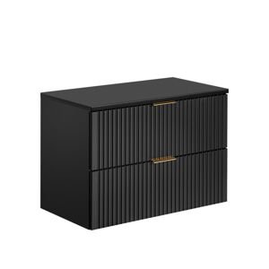 Koupelnová skříňka pod umyvadlo s deskou 80 cm ADEL, drážkovaná černá (SET -ADB B 80 CM)