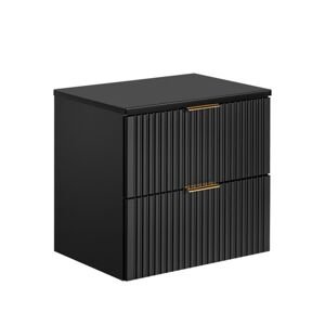 Koupelnová skříňka pod umyvadlo s deskou 60 cm ADEL, drážkovaná černá (SET -ADB B 60 CM)