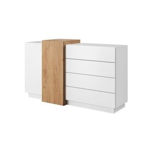 Bílá komoda se zásuvkami 3D F 2D4S s prvky dub craft