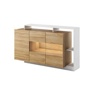 Moderní komoda s prosklením a LED osvětlením Alva 155 cm